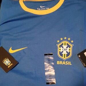 Nike Blue Brasil Tee with Yellow Highlights
